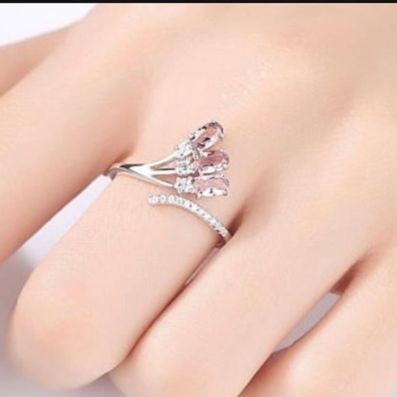 NATURAL Morganite Solid Sterling Silver Ring - Picture 2 of 5